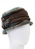 Warme damesmuts met rand PETROLBRUIN