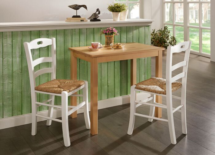 Eetkamerstoelen, set van 2, gemaakt van massief beukenhout WIT