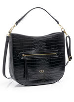 Collezione Allessandro tas gemaakt van synthetisch materiaal met krokodillenreli&euml;f ZWART