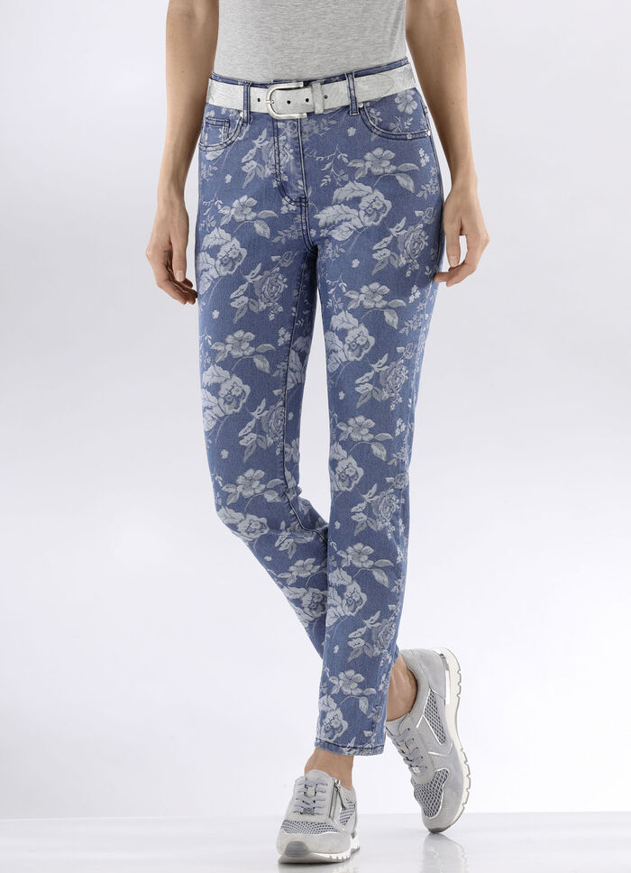Jeans met bloemdessin JEANS BLAUW-BLAUW