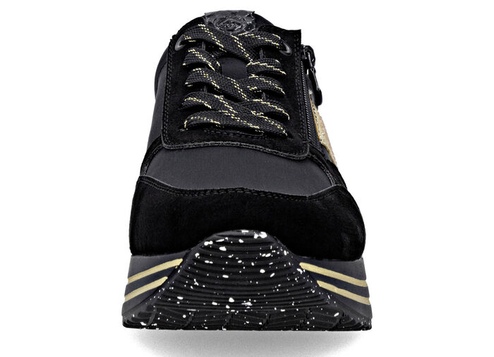 Remonte, trendy damessneakers, breedte G, met uitneembaar voetbed ZWART-GOUD