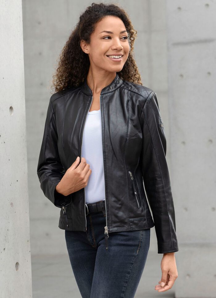 Kort leren jasje van &ldquo;Cabrini&rdquo; 