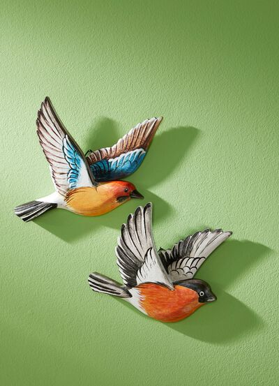 Handgeschilderde wanddecoratie vogel 