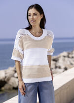 puur katoenen trui BEIGE-WIT