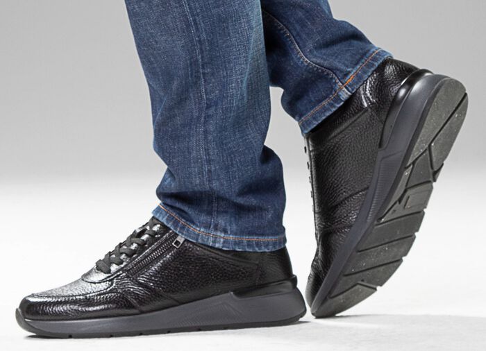 GINO GALANTE, klassieke herensneakers, met rits ZWART