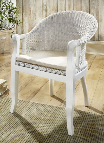 Rotan fauteuil op massief grenenhout 