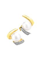 Oorstekers met zoetwaterparels en synthetische zirkonia 