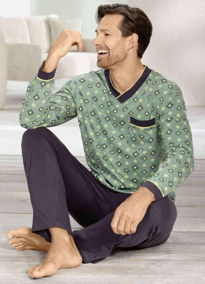 Pyjama met V-hals en open uiteinden 