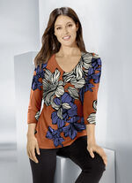 Shirt met ronde V-hals 