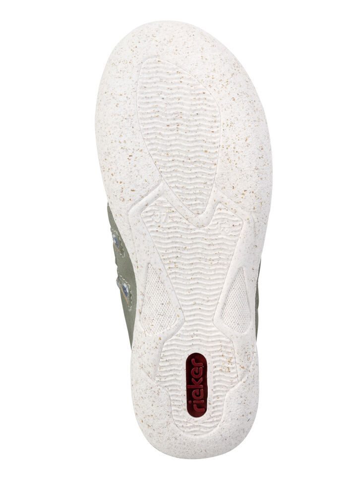 Rieker pantoffels gemaakt van zacht nubuck materiaal RIETGROEN-KLEURRIJK