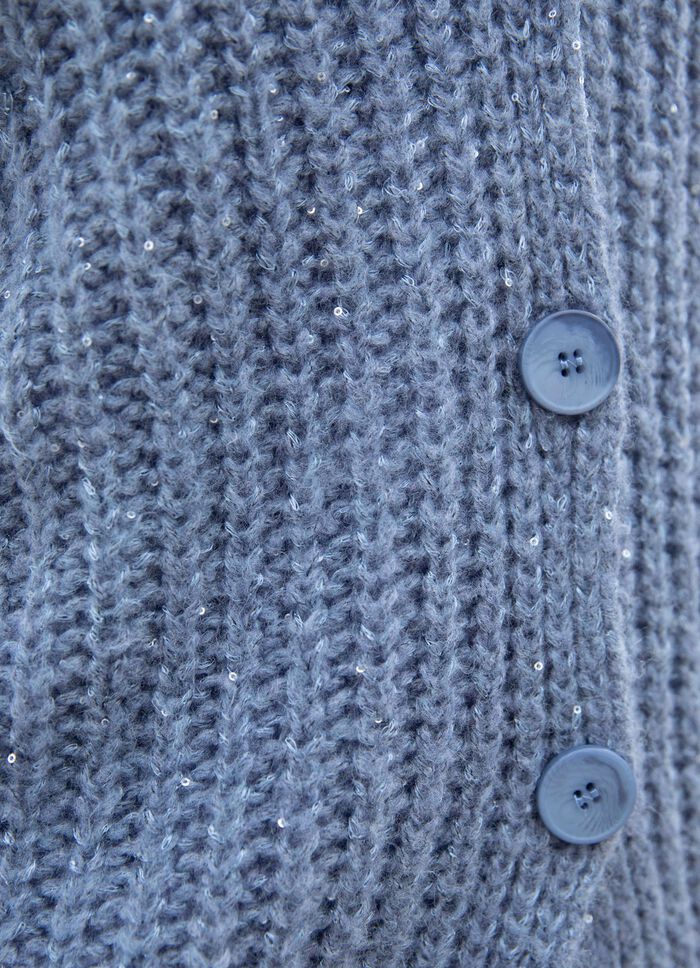 Cardigan met paillettengaren JEANS BLAUW MELANGE