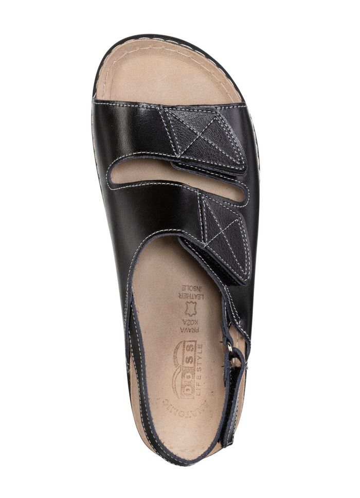 Sandaal met contraststiksel ZWART