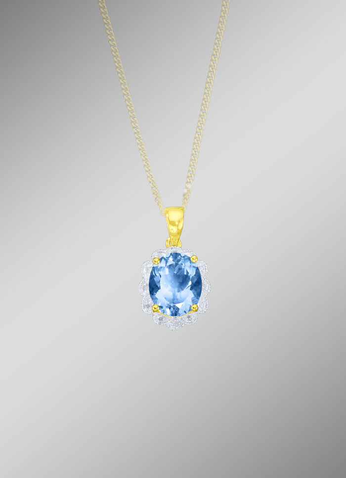 Massieve kettinghanger met blauwe topaas en diamanten 