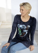 Lang shirt met motief inkjetprint in 2 kleuren ANTRACIET BATIK