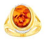 Prachtige damesring met echte barnsteen 