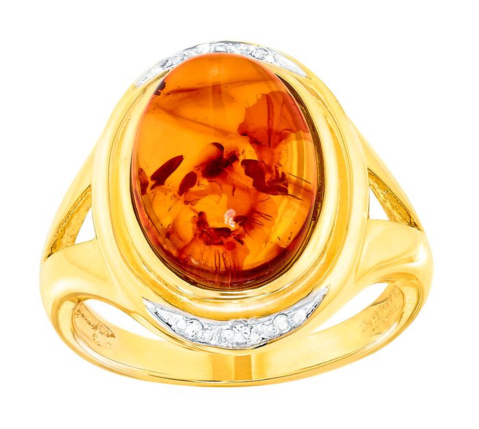 Prachtige damesring met echte barnsteen 