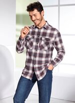 Geruit overhemd in 2 kleuren BORDEAUXGRIJS GERUIT