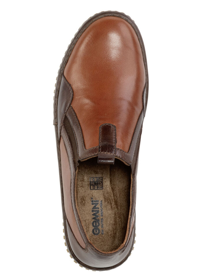 Gemini pantoffels van gekleurd rundnappaleer COGNAC-MOKKA