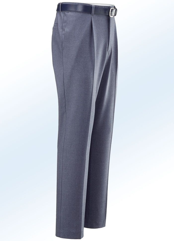 Gemêleerde broek in 4 kleuren met plooien ROOKBLAUW