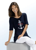 Shirt met maritieme borduurapplicatie in 2 kleuren MARIENE