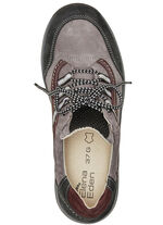 ELENA EDEN veterschoen van gedeeltelijk reliëfnubuckleer GREY-ZWART-BORDEAUXROOD