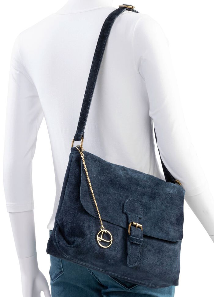 Laurina tas met magneetsluiting en decoratieve strik DONKERBLAUW