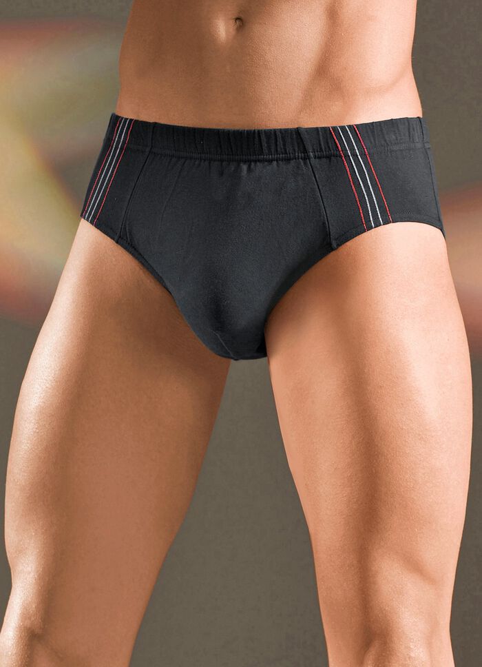 Set van vier slips, effen, met contrasten zijkant 