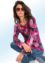 Shirt met prachtige strassversiering ROZE-MARINE-MEERKLEURIG