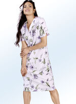 Set van twee nachthemden met knoopsluiting, bies en ronde split 