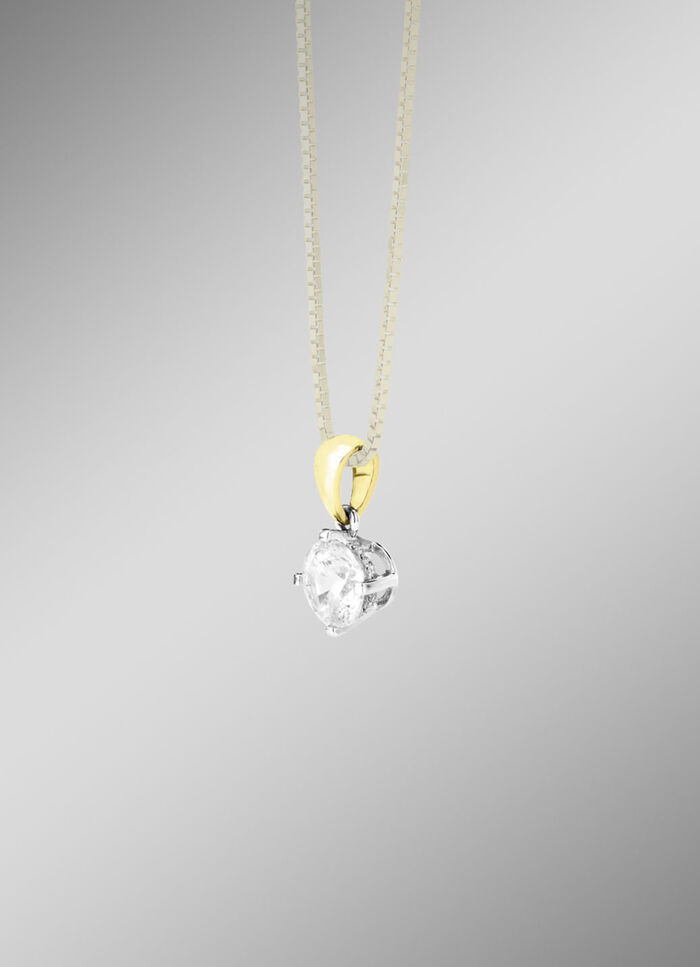 Solitaire hanger in bicolor met diamant 