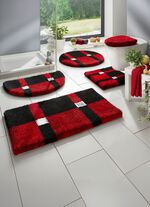 Halfrond tapijt ROOD-ZWART