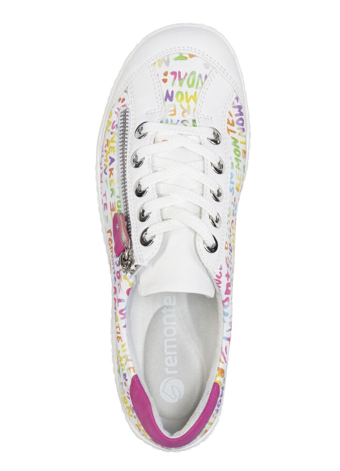 Remonte sneakers gemaakt van gecoat leer met stoere print WIT-BONTE