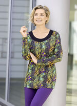 Lang shirt met zwart aangehecht paneel ZWART-GROEN
