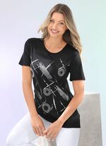 Shirt met zilveren contrastprint 