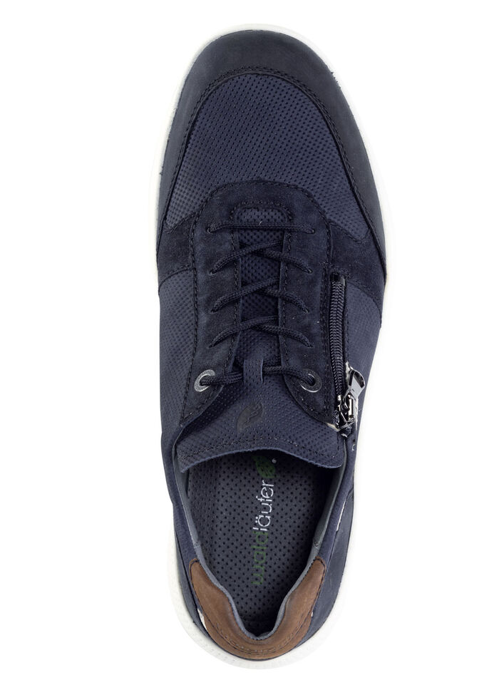 Waldläufer veterschoen van nubuckleer met suède details DONKERBLAUW-ECRU-BRUIN