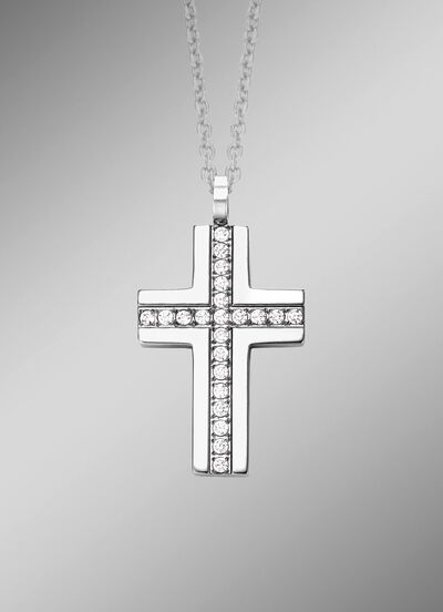 Klassieke kruishanger met synthetische zirkonia 