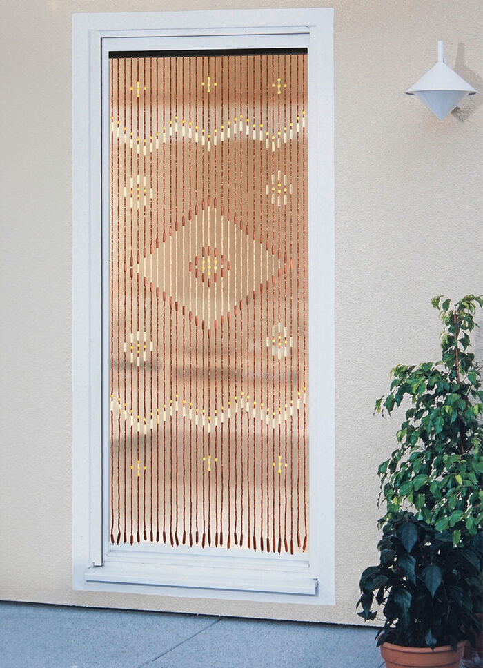 Deurgordijn van echte houten parels KLEURRIJK