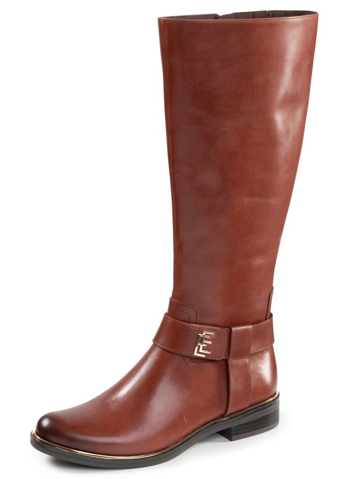ELENA EDEN, trendy dameslaarzen, winterschoenen, breedte G, met rits COGNAC