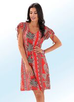 Jurk met inkjetprint en kapmouwen 