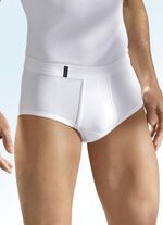 Driedelig fijn ribbroekje met opening, wit, biologisch katoen 