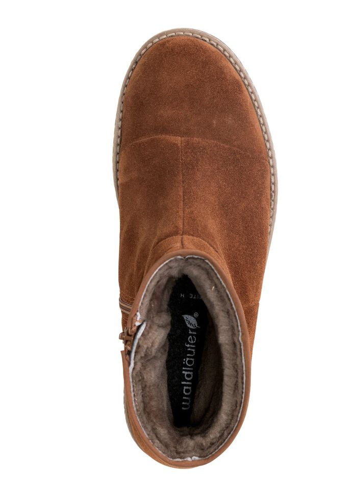Waldl&auml;ufer, gevoerde dameslaarzen, winterschoenen, breedte H, met lamsvacht COGNAC