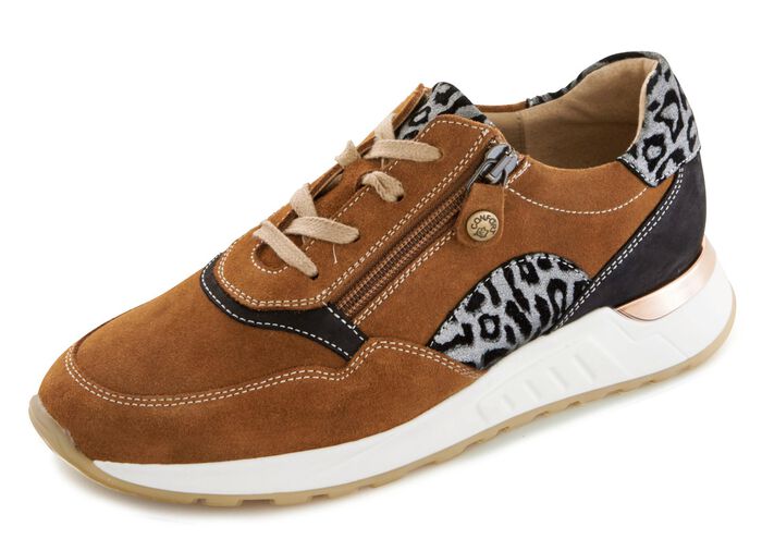 Veterschoen met roofdierreli&euml;f COGNAC