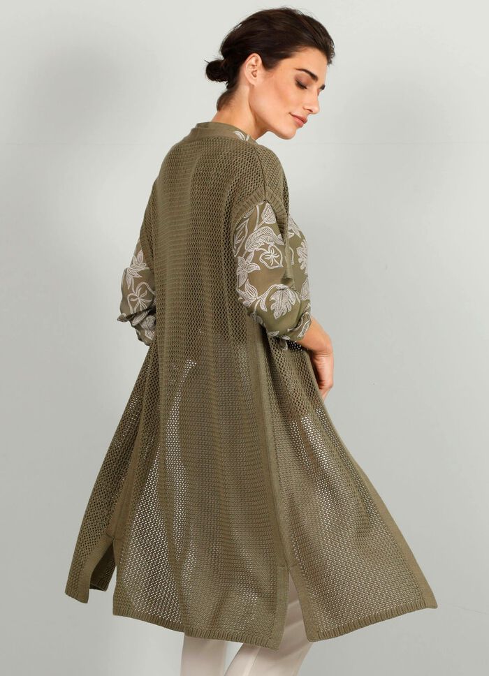 Gebreid vest in lange vorm 