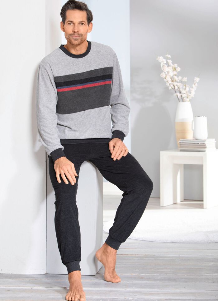 Pyjama van stretchbadstof met manchetten 