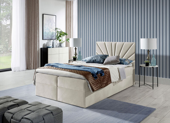 Boxspringbed met afneembare topper BEIGE