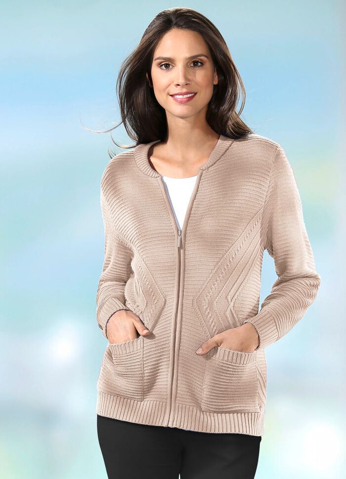 Vest met structuuraccenten BEIGE