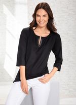 Uitstekend shirt met plooien in 2 kleuren ZWART