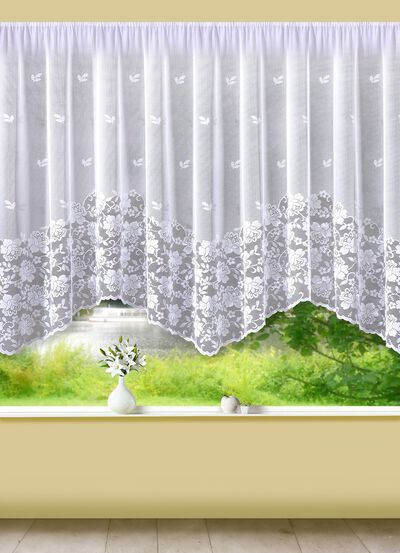 Apart glasgordijn met boog en automatische plooiband 