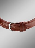 Radiogestuurd dameshorloge met leren band en spreektijdaanduiding 