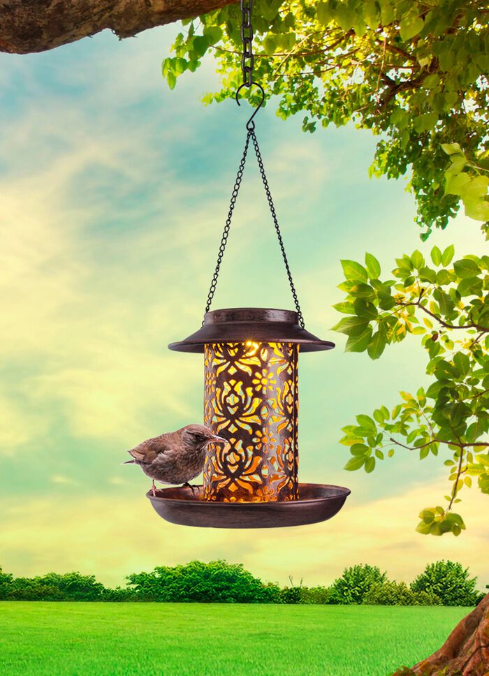 Lamp/voederstation op zonne-energie 